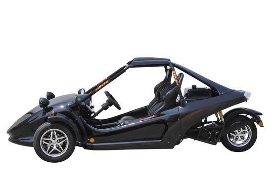 Black Chain Drive Tricycle Motorcycle , Two Seats ATV Automatic With Reverse
